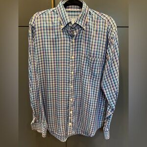 Peter Millar Men’s Plaid Button Down Shirt Size Large Blue Pink